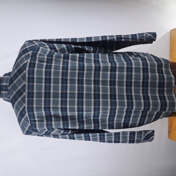 Nike SB Skateboarding gray & black w blue 2XL plaid flannel button-up shirt - Picture 3 of 6